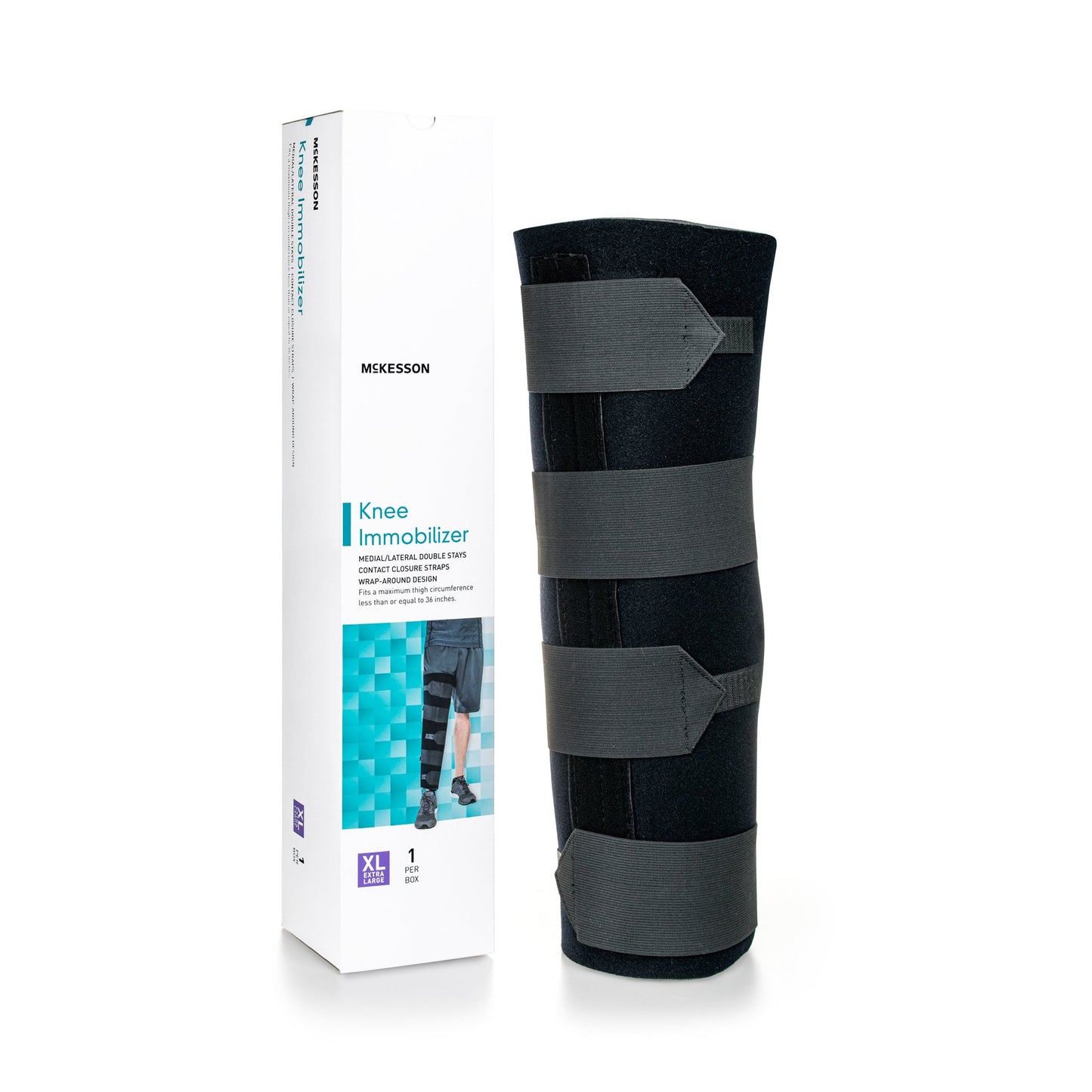 McKesson Knee Immobilizer X-Large Up to 36 Inch Thigh Circumference 18 Inch Length Left or Right Knee (1159094_EA)