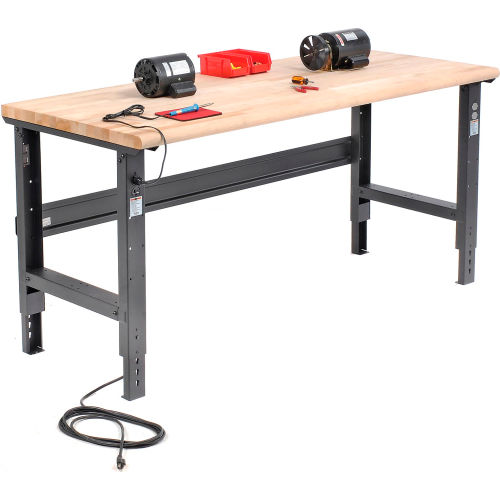 Global Industrial Adjustable Height Workbench, 72 x 30", Maple Safety Edge, Black (WB183988BK)