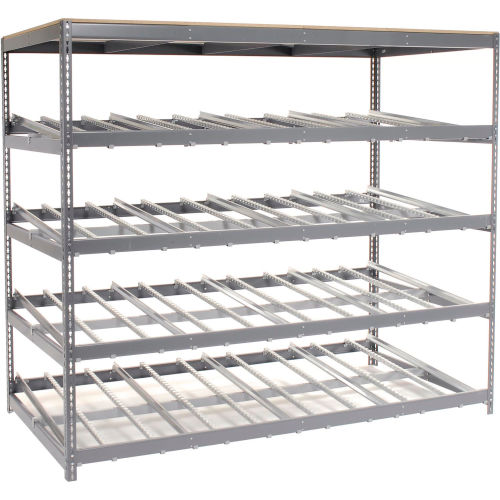 Global Industrial Single Depth Gravity Flow Carton Rack 4 LEVEL 96"W x 48"D x 84H" (WB184058)