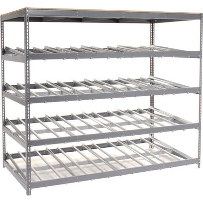 Global Industrial Single Depth Gravity Flow Carton Rack 4 LEVEL 96"W x 48"D x 84H" (WB184058)