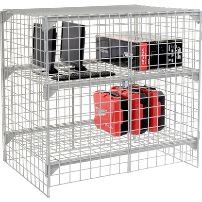 Global Industrial 1-Tier 2 Door Wire Mesh Security Locker, 48"Wx36"Dx48"H, Gray, Unassembled (WB184097)