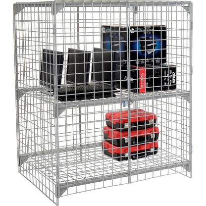 Global Industrial 1-Tier 2 Door Wire Mesh Security Locker, 48"Wx36"Dx60"H, Gray, Unassembled (WB184098)