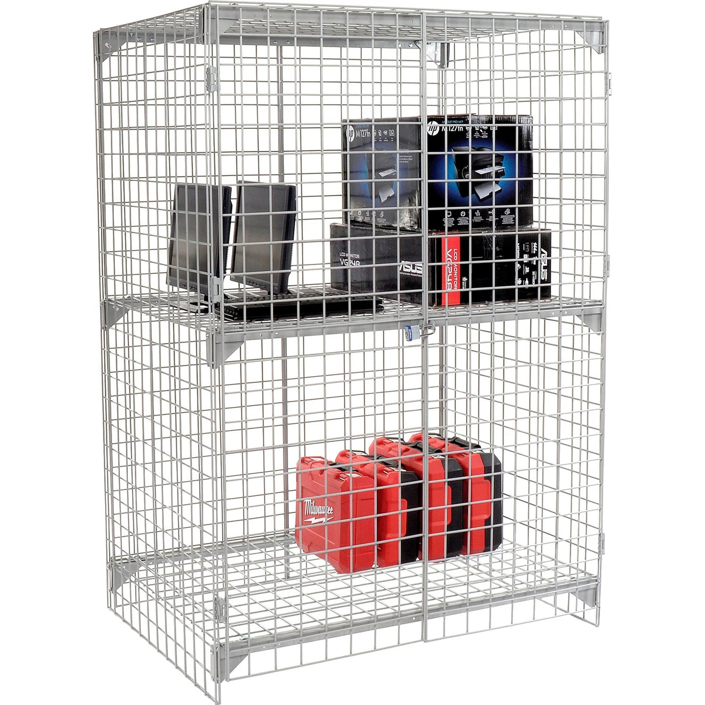 Global Industrial 1-Tier 2 Door Wire Mesh Security Locker, 48"Wx36"Dx72"H, Gray, Unassembled (WB184099)