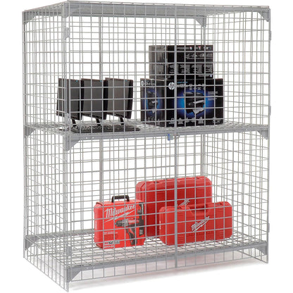 Global Industrial 1-Tier 2 Door Wire Mesh Security Locker, 60"Wx36"Dx72"H, Gray, Unassembled (WB184102)