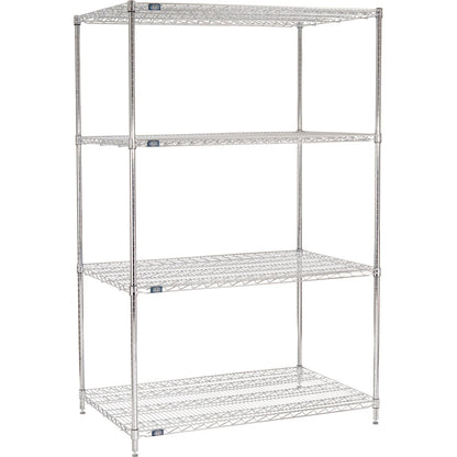 Nexel 4 Shelf, Chrome Wire Shelving Unit, Starter, 48"W x 30"D x 74"H (WB184742)