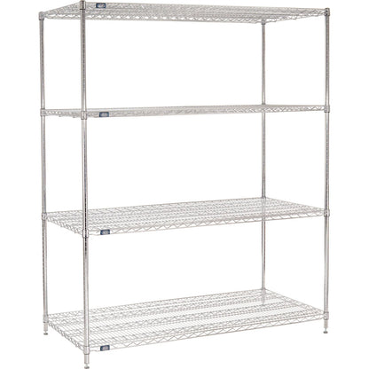 Nexel 4 Shelf, Chrome Wire Shelving Unit, Starter, 60"W x 30"D x 74"H (WB184743)