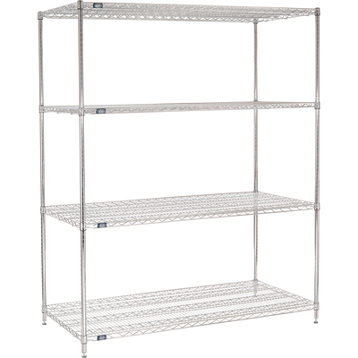 Nexel 4 Shelf, Chrome Wire Shelving Unit, Starter, 72"W x 30"D x 74"H (WB184744)