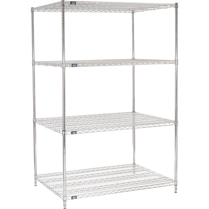 Nexel 4 Shelf, Chrome Wire Shelving Unit, Starter, 48"W x 36"D x 74"H (WB184746)