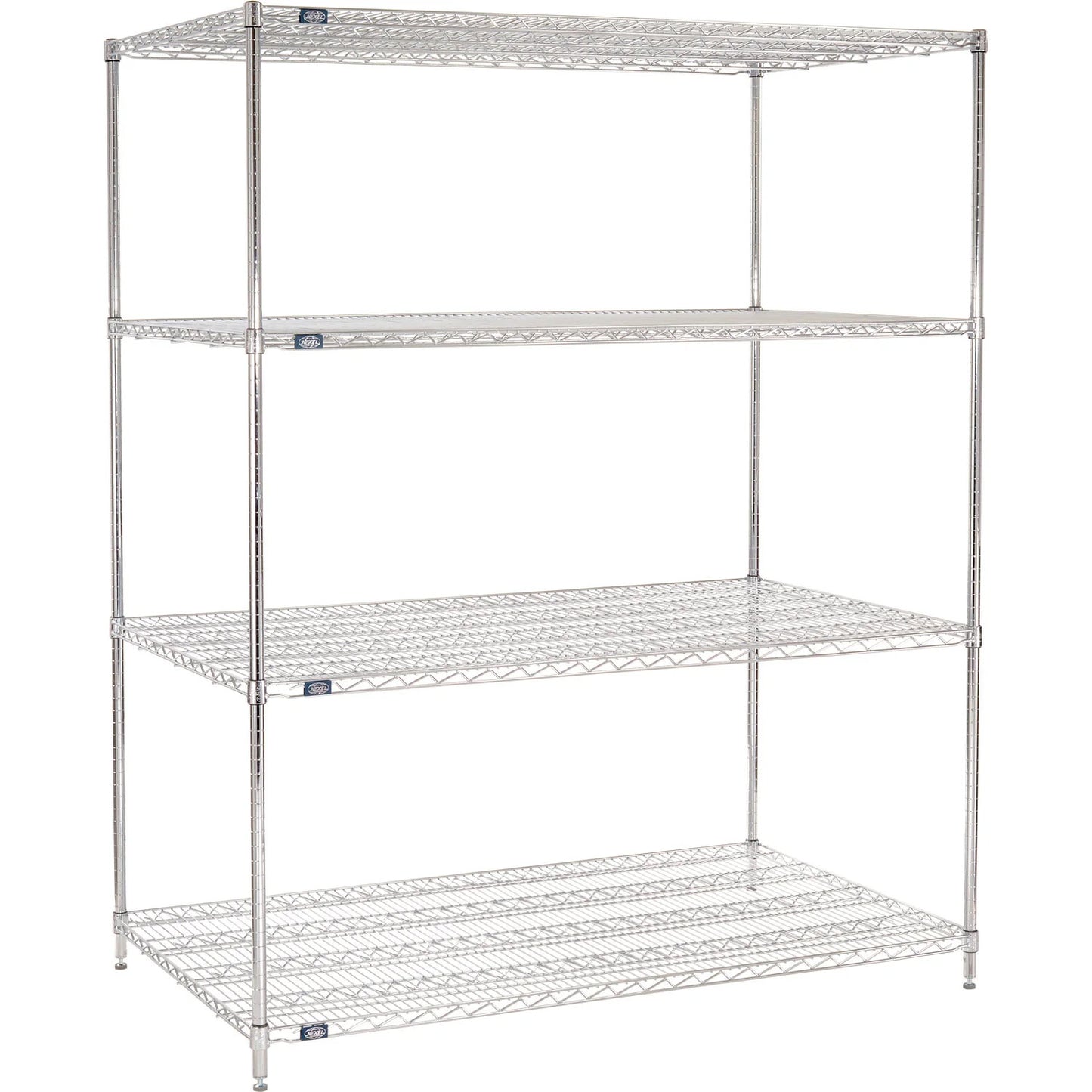 Nexel 4 Shelf, Chrome Wire Shelving Unit, Starter, 60"W x 36"D x 74"H (WB184747)