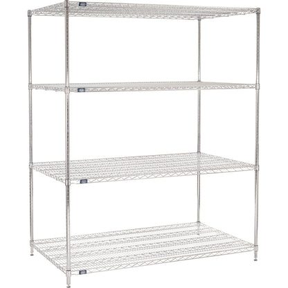 Nexel 4 Shelf, Chrome Wire Shelving Unit, Starter, 60"W x 36"D x 74"H (WB184747)