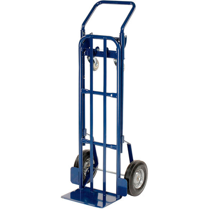 Global Industrial Steel 2-in-1 Convertible Hand Truck - Semi-Pneumatic Wheels - 600 Lb. Cap. (WB185545)
