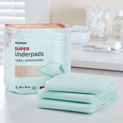 McKesson Super Disposable Underpad 30 X 30 Inch Fluff / Polymer Moderate Absorbency (1065010_CS)