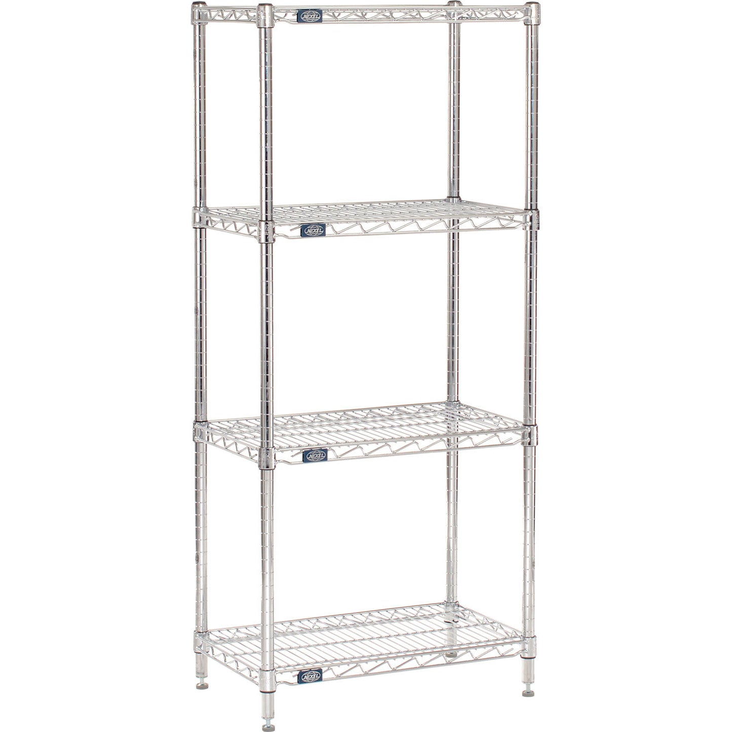 Nexel 4 Shelf, Chrome Wire Shelving Unit, Starter, 24"W x 14"D x 63"H (WB188264)