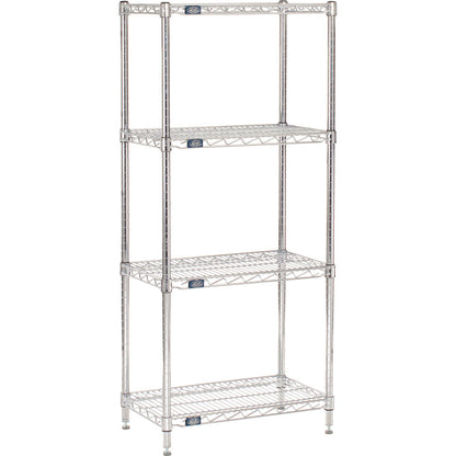 Nexel 4 Shelf, Chrome Wire Shelving Unit, Starter, 24"W x 14"D x 63"H (WB188264)