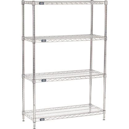 Nexel 4 Shelf, Chrome Wire Shelving Unit, Starter, 42"W x 14"D x 63"H (WB188268)