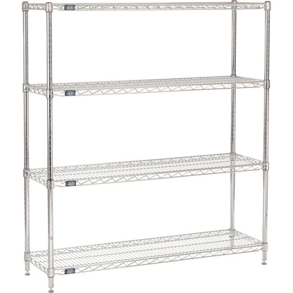 Nexel 4 Shelf, Chrome Wire Shelving Unit, Starter, 48"W x 14"D x 63"H (WB184726)