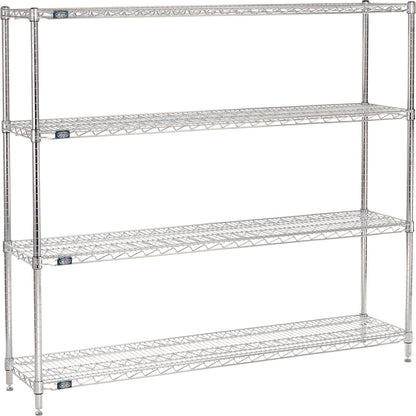 Nexel 4 Shelf, Chrome Wire Shelving Unit, Starter, 60"W x 14"D x 63"H (WB184727)