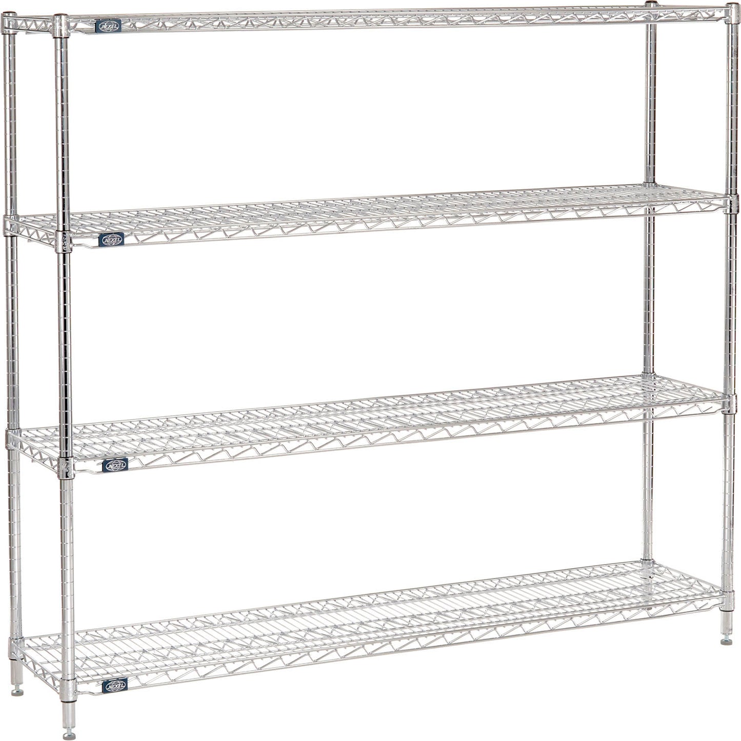 Nexel 4 Shelf, Chrome Wire Shelving Unit, Starter, 72"W x 14"D x 63"H (WB184728)