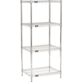 Nexel 4 Shelf, Chrome Wire Shelving Unit, Starter, 24"W x 18"D x 63"H (WB188272)