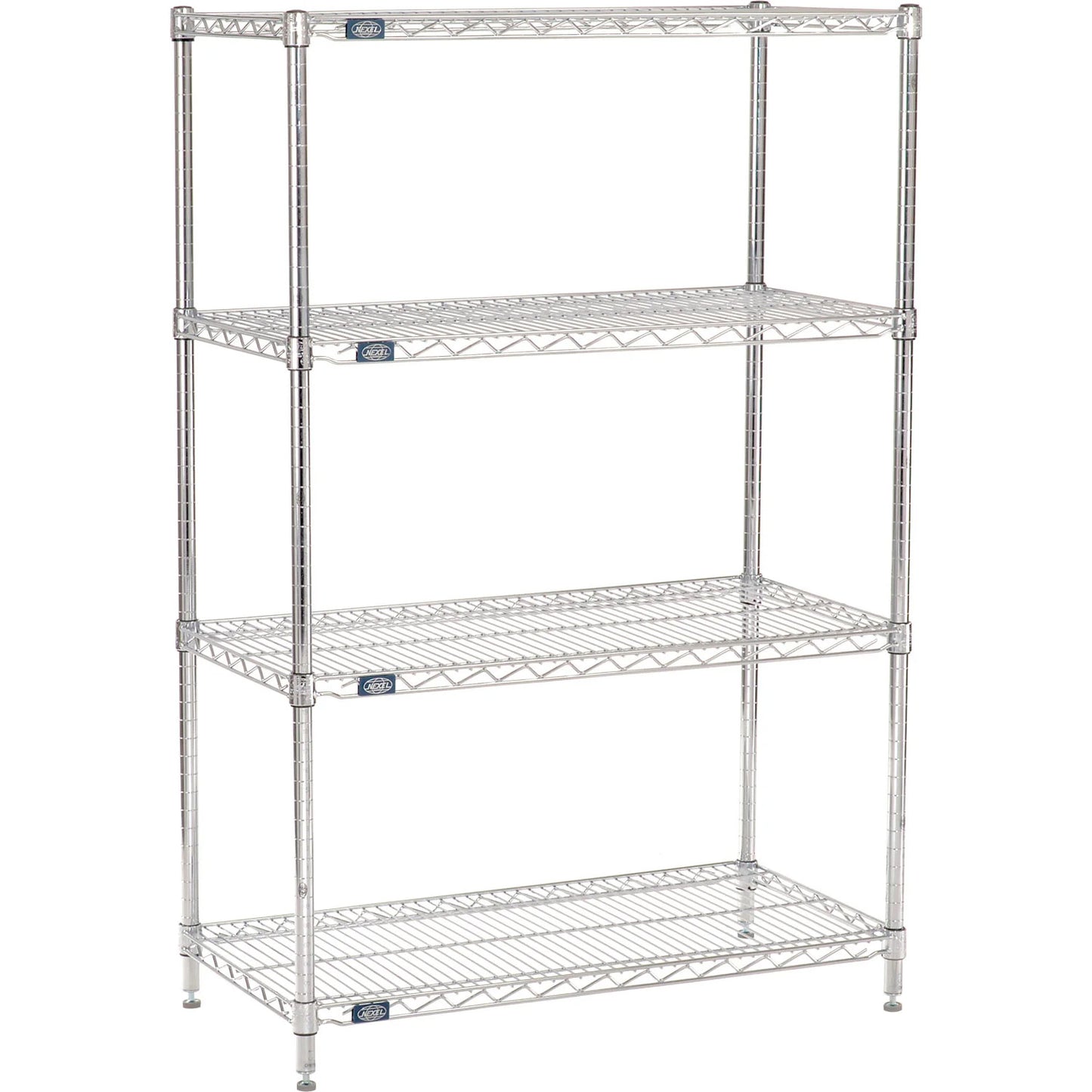 Nexel 4 Shelf, Chrome Wire Shelving Unit, Starter, 36"W x 18"D x 63"H (WB188400)