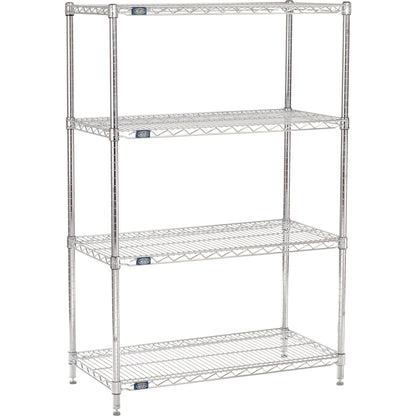 Nexel 4 Shelf, Chrome Wire Shelving Unit, Starter, 36"W x 18"D x 63"H (WB188400)
