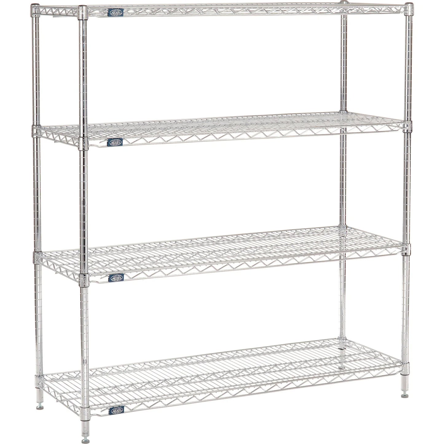 Nexel 4 Shelf, Chrome Wire Shelving Unit, Starter, 48"W x 18"D x 63"H (WB188402)