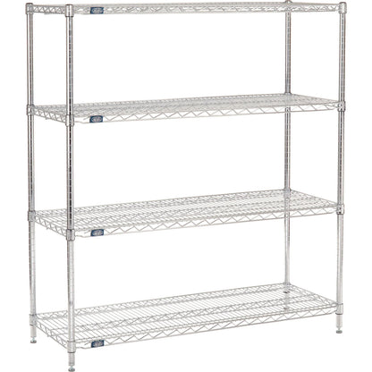 Nexel 4 Shelf, Chrome Wire Shelving Unit, Starter, 48"W x 18"D x 63"H (WB188402)