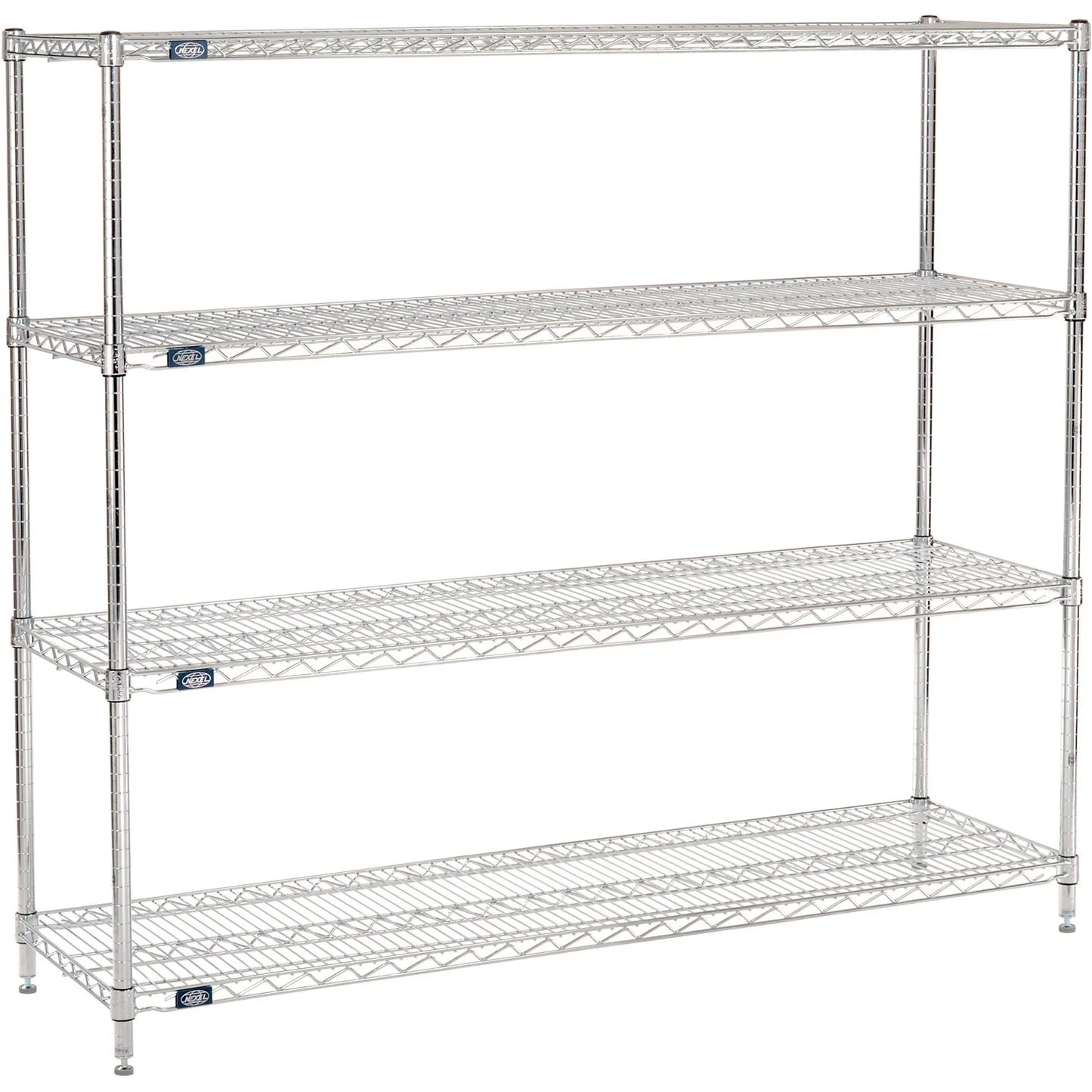 Nexel 4 Shelf, Chrome Wire Shelving Unit, Starter, 72"W x 18"D x 63"H (WB188406)