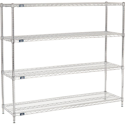 Nexel 4 Shelf, Chrome Wire Shelving Unit, Starter, 72"W x 18"D x 63"H (WB188406)