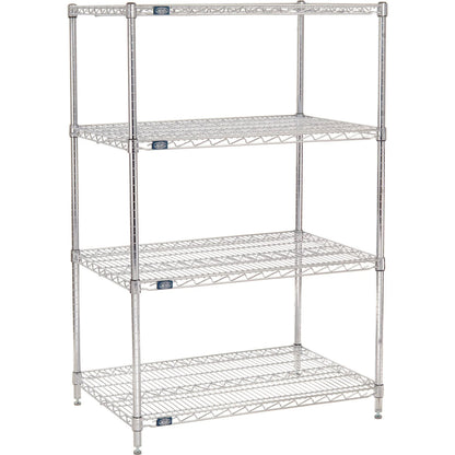 Nexel 4 Shelf, Chrome Wire Shelving Unit, Starter, 36"W x 24"D x 63"H (WB188408)