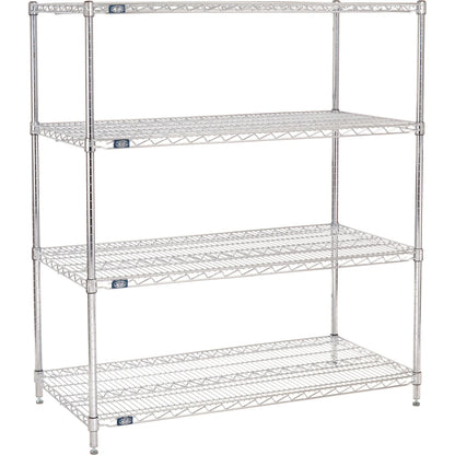 Nexel 4 Shelf, Chrome Wire Shelving Unit, Starter, 48"W x 24"D x 54"H (WB188240)