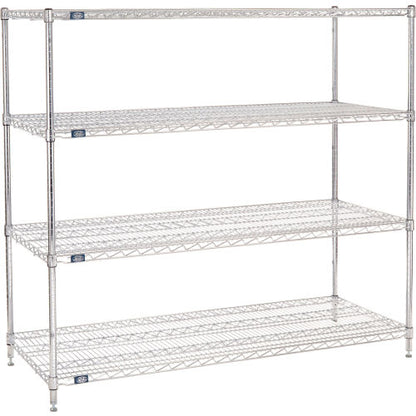 Nexel 4 Shelf, Chrome Wire Shelving Unit, Starter, 60"W x 24"D x 54"H (WB188244)