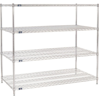 Nexel 4 Shelf, Chrome Wire Shelving Unit, Starter, 72"W x 30"D x 63"H (WB184732)