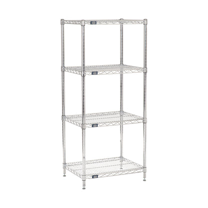 Nexel 4 Shelf, Chrome Wire Shelving Unit, Starter, 30"W x 18"D x 63"H (WB188274)