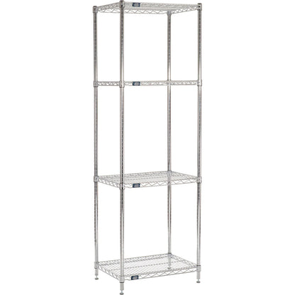 Nexel 4 Shelf, Chrome Wire Shelving Unit, Starter, 30"W x 18"D x 74"H (WB188298)