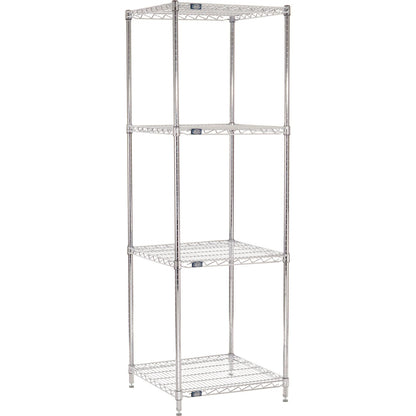 Nexel 4 Shelf, Chrome Wire Shelving Unit, Starter, 24"W x 24"D x 74"H (WB188304)