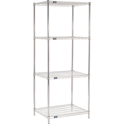 Nexel 4 Shelf, Chrome Wire Shelving Unit, Starter, 30"W x 24"D x 74"H (WB188306)