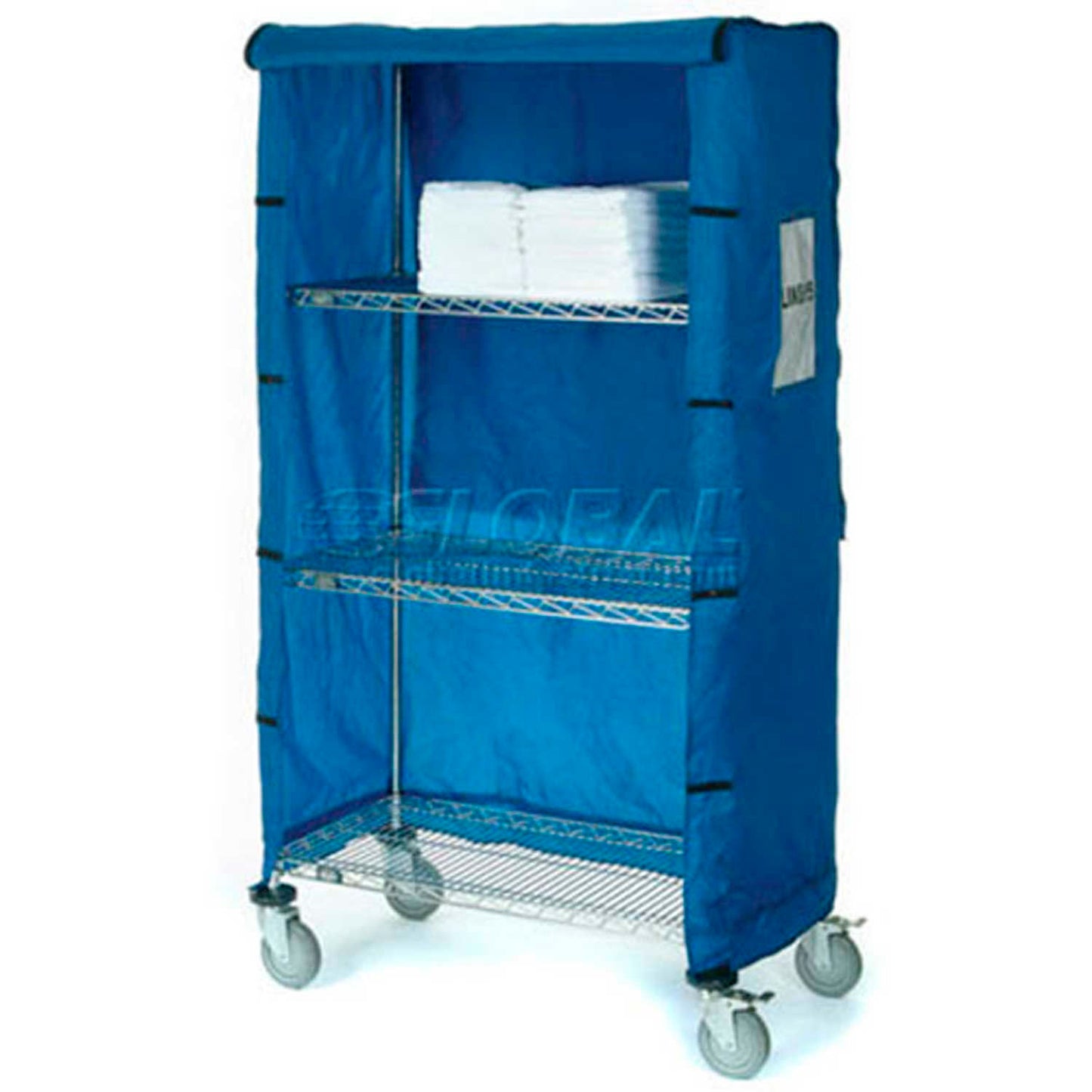 Nexel Chrome Wire Linen Cart with Nylon Cover, 4 Shelves, 60"L x 24"W x 69"H (WB436918)