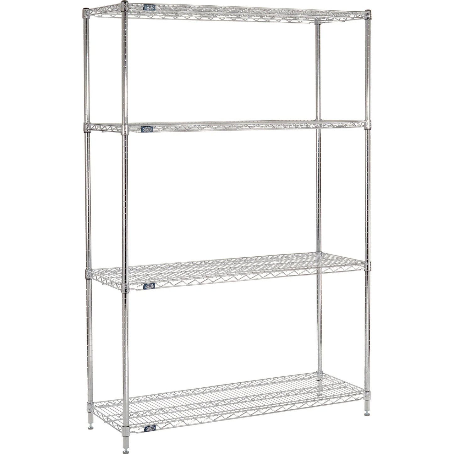 Nexel 4 Shelf, Chrome Wire Shelving Unit, Starter, 48"W x 18"D x 86"H (WB188442)