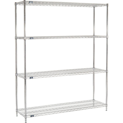 Nexel 4 Shelf, Chrome Wire Shelving Unit, Starter, 72"W x 18"D x 74"H (WB188426)