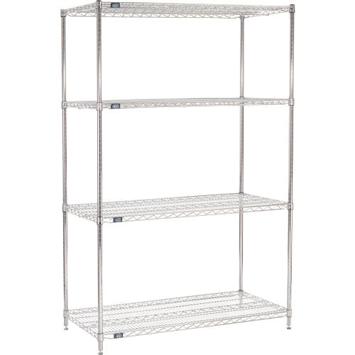 Nexel 4 Shelf, Chrome Wire Shelving Unit, Starter, 48"W x 24"D x 86"H (WB188450)