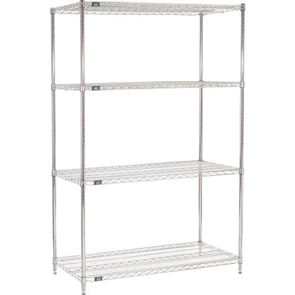 Nexel 4 Shelf, Chrome Wire Shelving Unit, Starter, 54"W x 24"D x 74"H (WB188310)