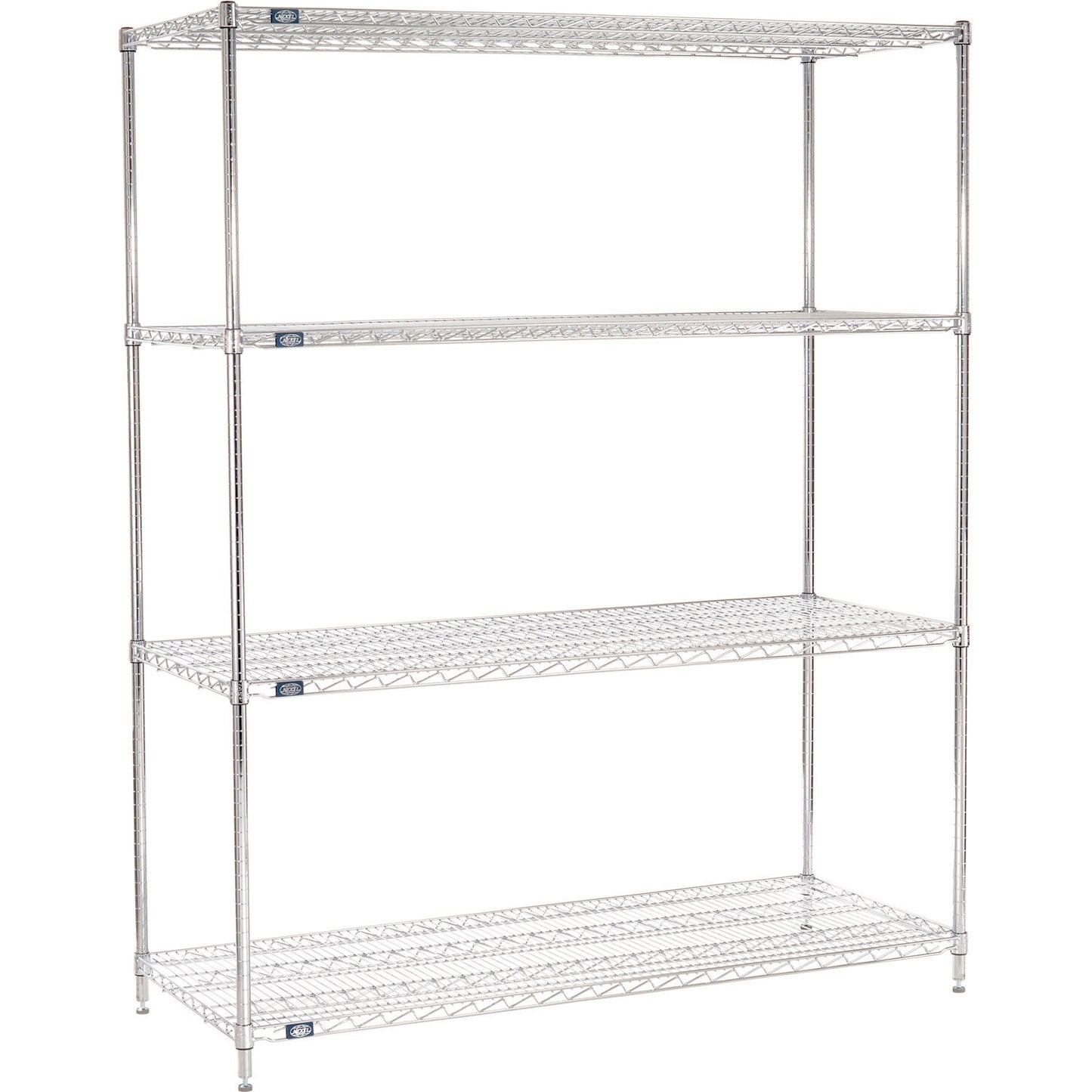 Nexel 4 Shelf, Chrome Wire Shelving Unit, Starter, 72"W x 24"D x 86"H (WB188454)