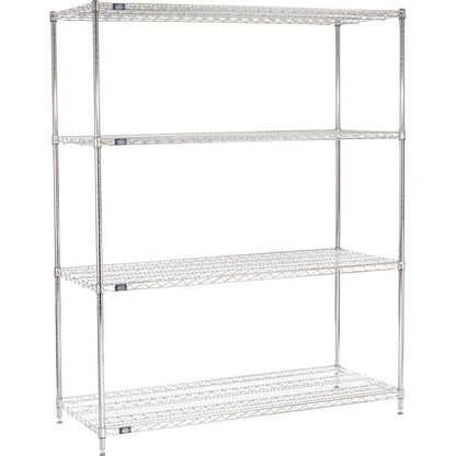 Nexel 4 Shelf, Chrome Wire Shelving Unit, Starter, 72"W x 24"D x 86"H (WB188454)