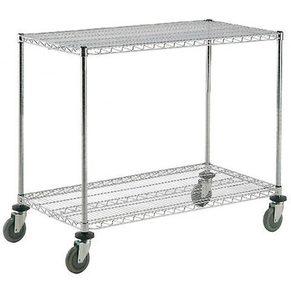 Nexel Adjustable Chrome Wire Shelf Cart w/2 Shelves, 800 Ib. Capacity, 36"L x 24"W x 40"H (WB188683)