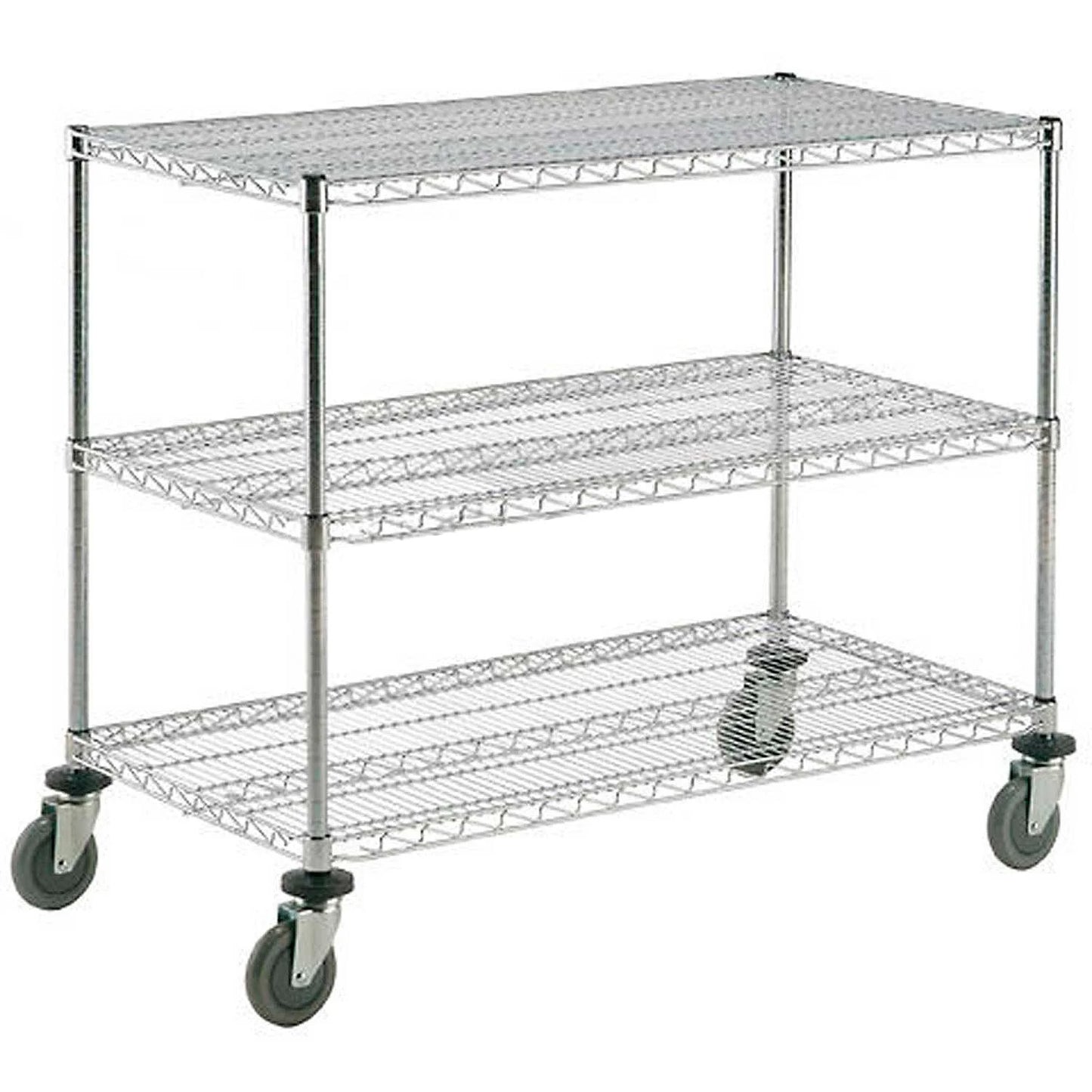 Nexel Adjustable Chrome Wire Shelf Cart w/3 Shelves, 800 Ib. Capacity, 48"L x 24"W x 40"H (WB188692)