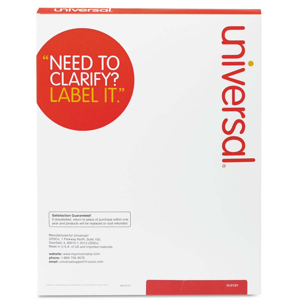 Universal One Labels Universal® White Labels, Inkjet/Laser Printers, 1.33 x 4, White, 14/Sh ...