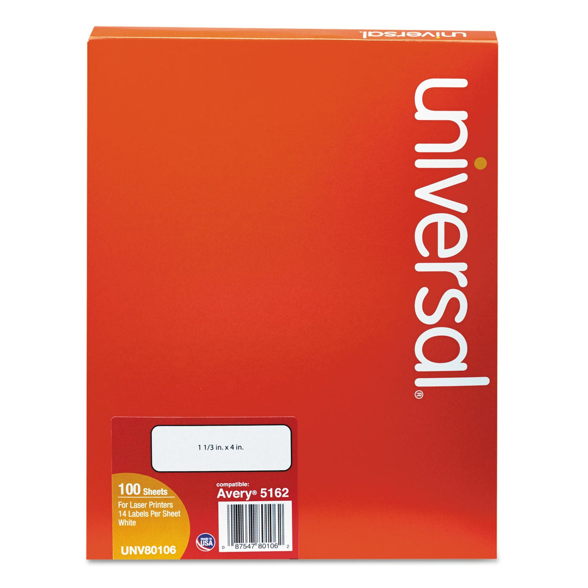 Universal One Labels Universal® White Labels, Inkjet/Laser Printers, 1.33 x 4, White, 14/Sh ...