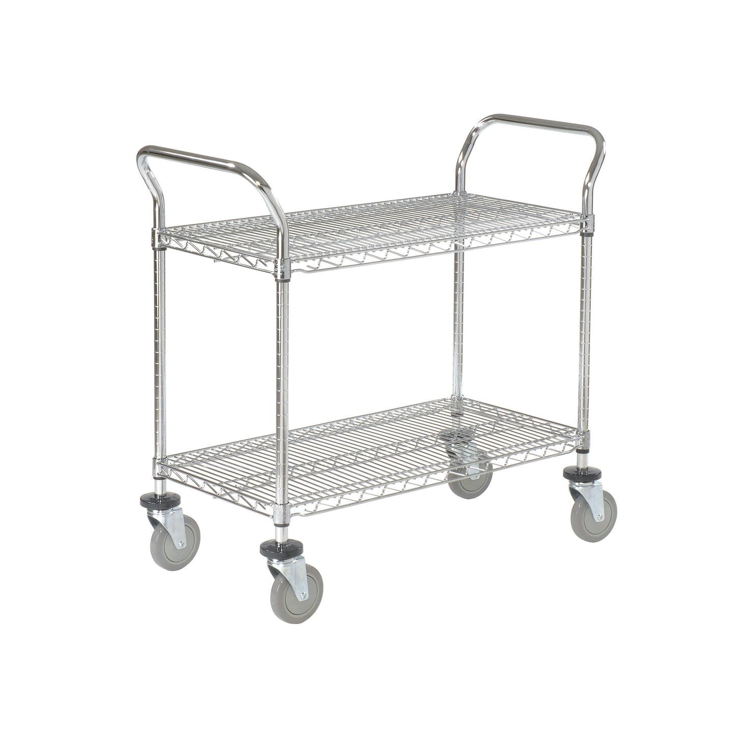 Nexel Chrome Utility Cart w/2 Shelves & Poly Casters, 1200 lb. Capacity, 36"L x 24"W x 39"H (WB188708)