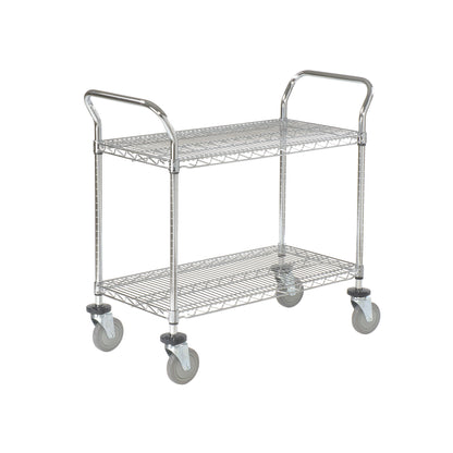 Nexel Chrome Utility Cart w/2 Shelves & Poly Casters, 1200 lb. Capacity, 36"L x 24"W x 39"H (WB188708)